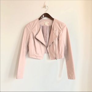 Arden B NWT Blush Faux Leather Crop Moto Jacket